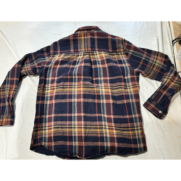 Zara Plaid Heavyweight Button Up Flannel Shirt Men's M Brown Blue - Picture 2 of 5